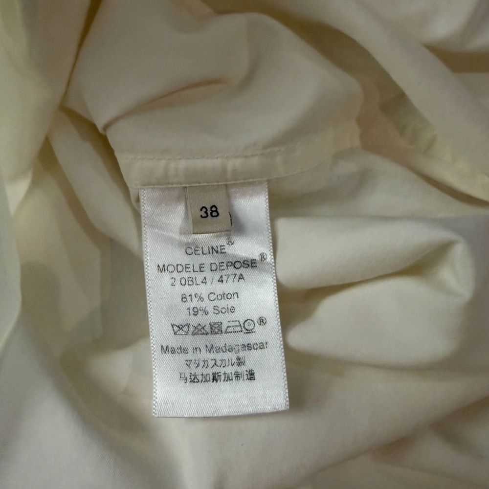 CELINE Phoebe Long Sleeve Cotton Silk Long Sleeve Top Blouse White 38 6-8 - Picture 7 of 13